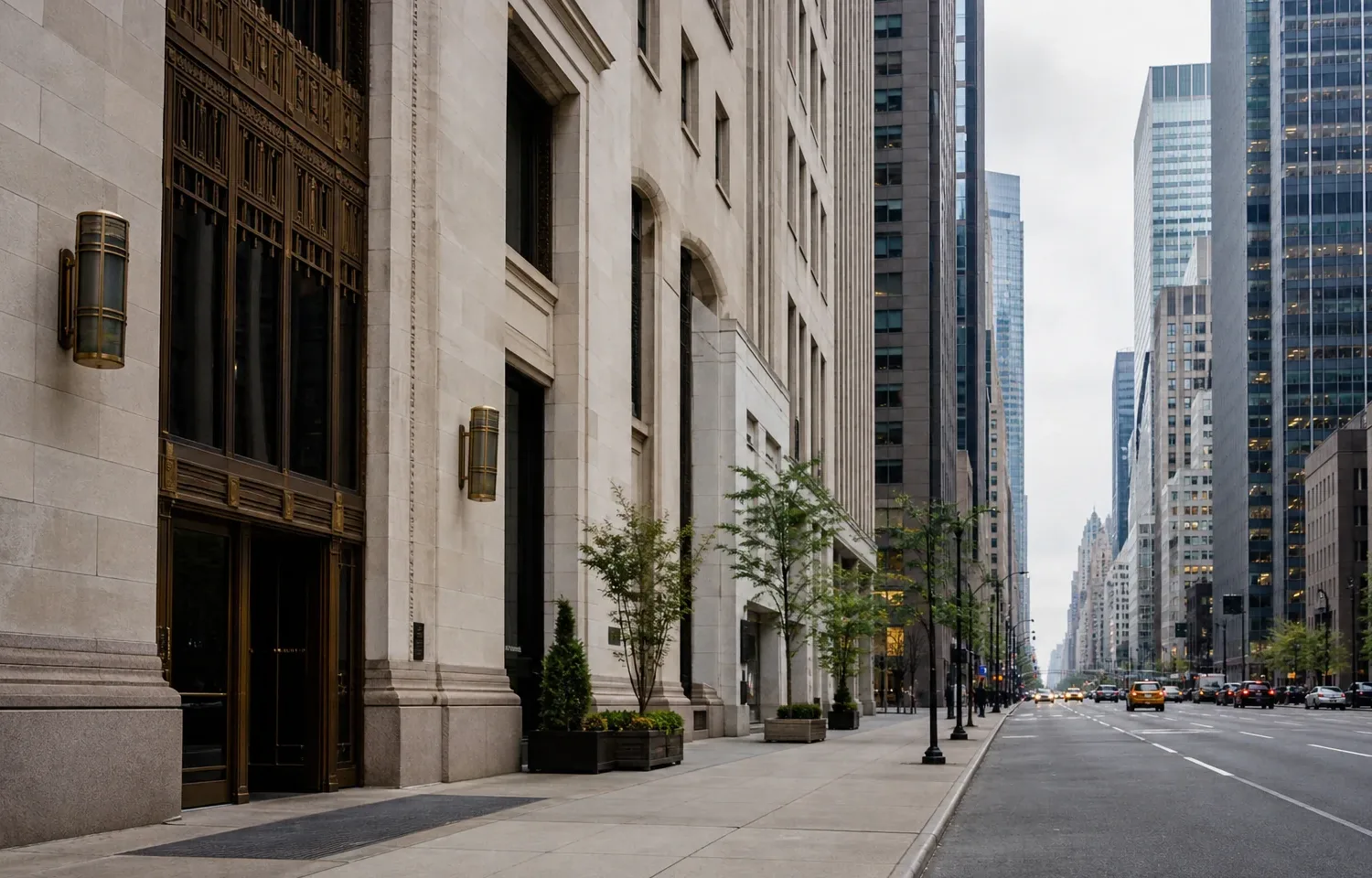 Midtown Manhattan office buildings in morning light